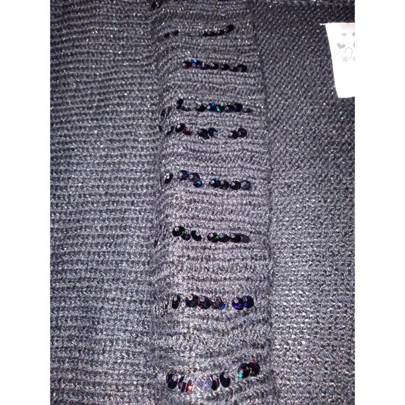 Justice Cardigan Open Front Sweater Girls Size 14 Black Sequin Sparkles - Picture 4 of 5